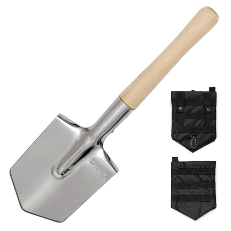 ZAHARIIA Camping Shovel - 20.8" Lightweight with Stainless Steel - Multifunctional Mini Shovel with Case - Compact and Durable Survival Tool for Outdoor Adventures - Military Style (Spetsnaz MPL)