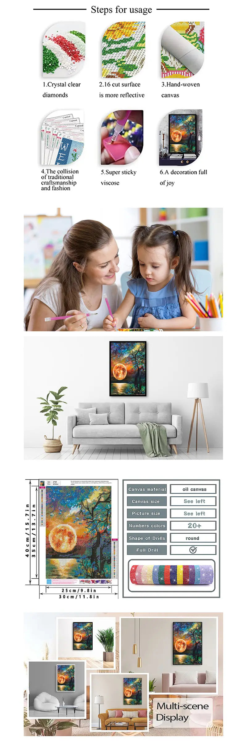 2pc DIY Diamond Painting Kits for Home Wall Art Decor