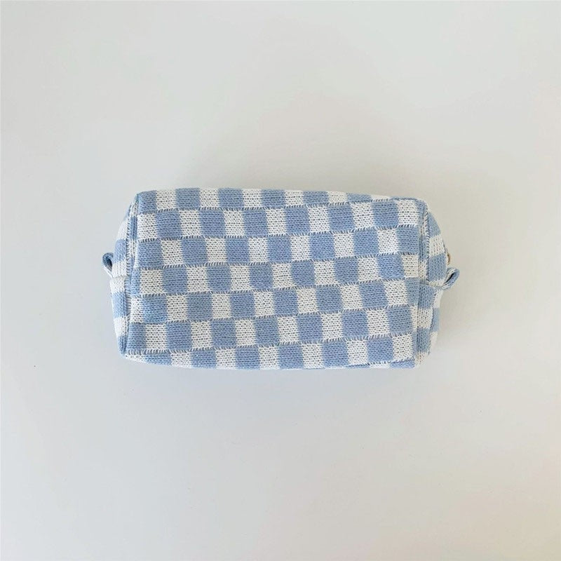 Lattice Cosmetic Bag - Knitted Fabric Makeup Organizer