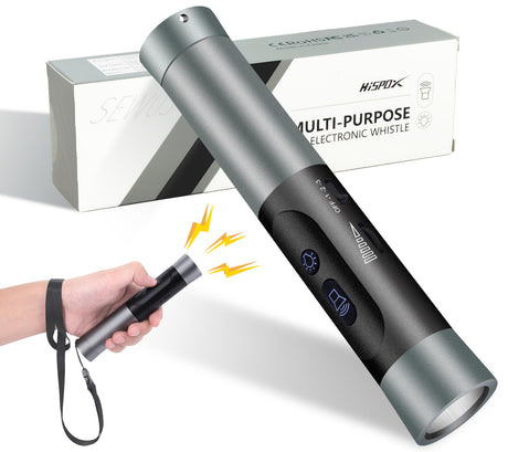 Electronic Whistle with Flashlight Adjustable Volume Level Rechargeable Whistle 3 Tone High Volume Handheld Electronic Whistles for Referees Coaches Teacher Outdoor Camping Hiking Whistles