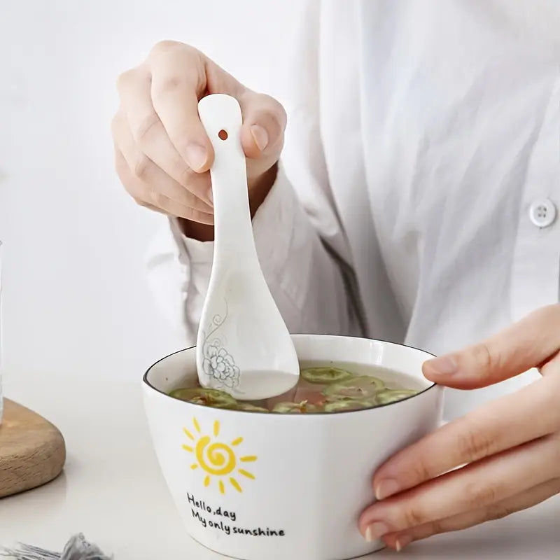 Ceramic Cooking Spoon Set for Home Kitchen Use