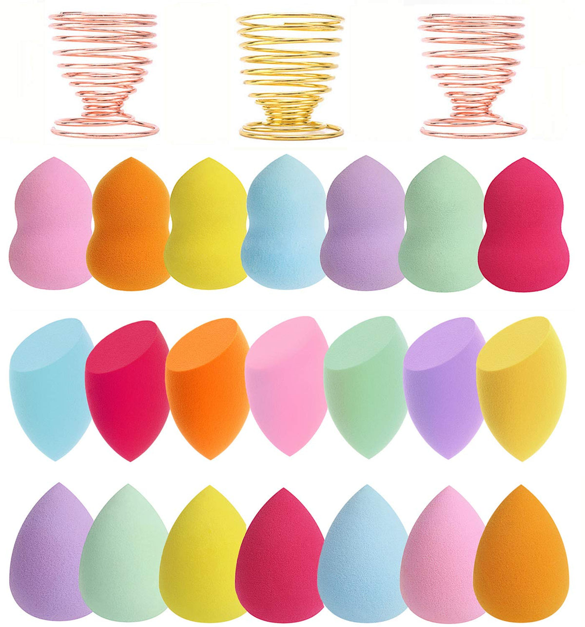 Abgream 24pcs Makeup Sponge Blender Set - 21 Pcs Latex-Free Vegan Sponges with 3 Pcs Makeup Blender Holder Beauty Cosmetic Foundation Blending Powder Puff for Liquid Powers BB Cream (Style 1)