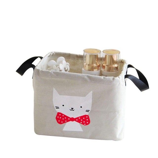 Cotton Linen Desktop Storage Basket - Japanese Style