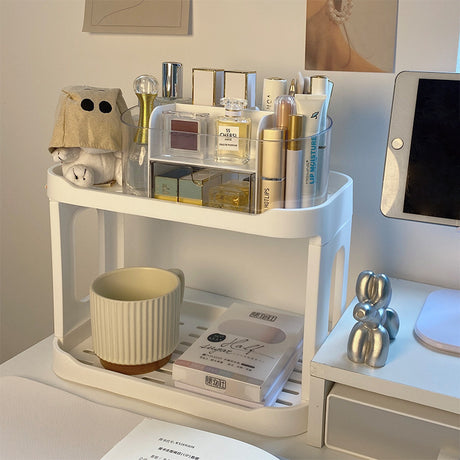 Desktop Makeup Shelf and Double Cosmetic Storage Box