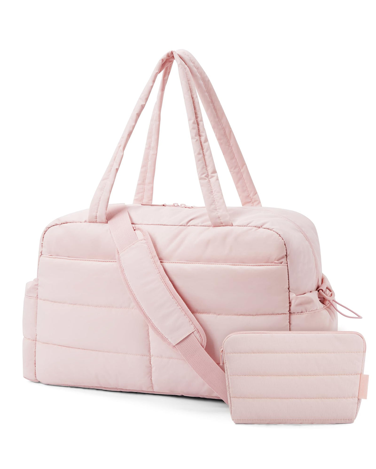 BAGSMART Travel Duffle Bag Gym Bag for Women 31L Puffer Tote Bag Quilted Laptop Carry on Weekender Overnight Bag Organizer Duffel Bag for Travel Pink
