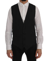 Dolce & Gabbana Elegant Gray Striped Wool Blend Vest