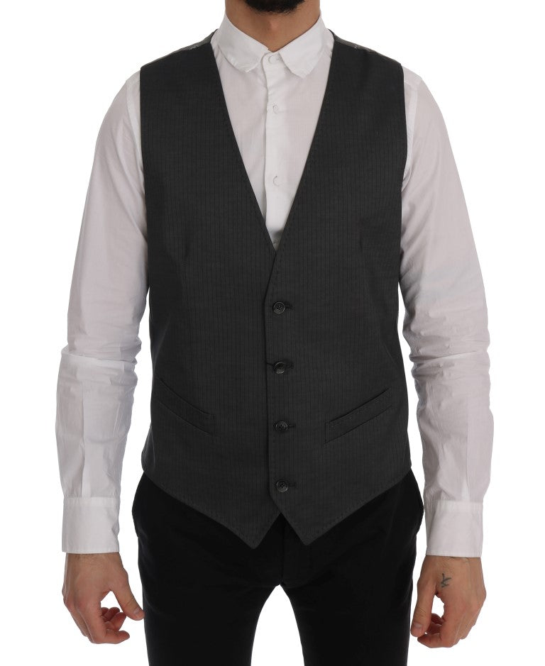 Dolce & Gabbana Sleek Gray Single-Breasted Waistcoat Vest