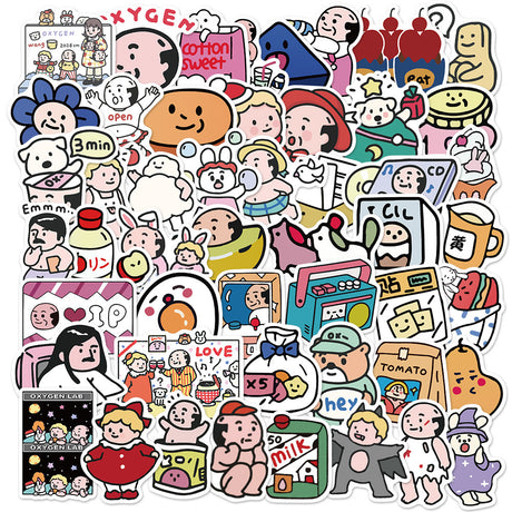 50 PCS Cute Waterproof Cartoon Stickers for Stationery