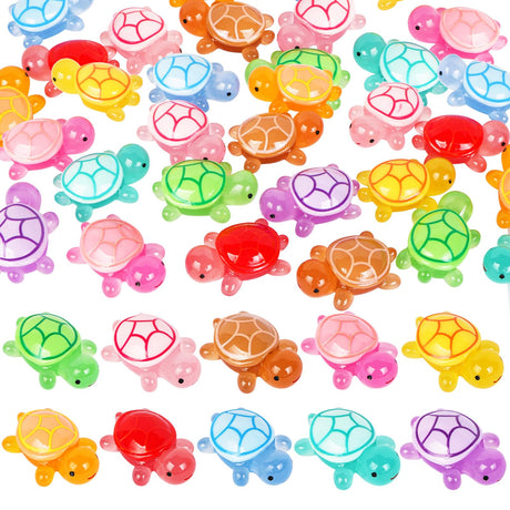 HOMICO Large Resin Turtles 20PCS Luminous Mini Resin Animals Mini Ocean Decoration for Garden Micro Moss Landscape Home Decor 10 Colors