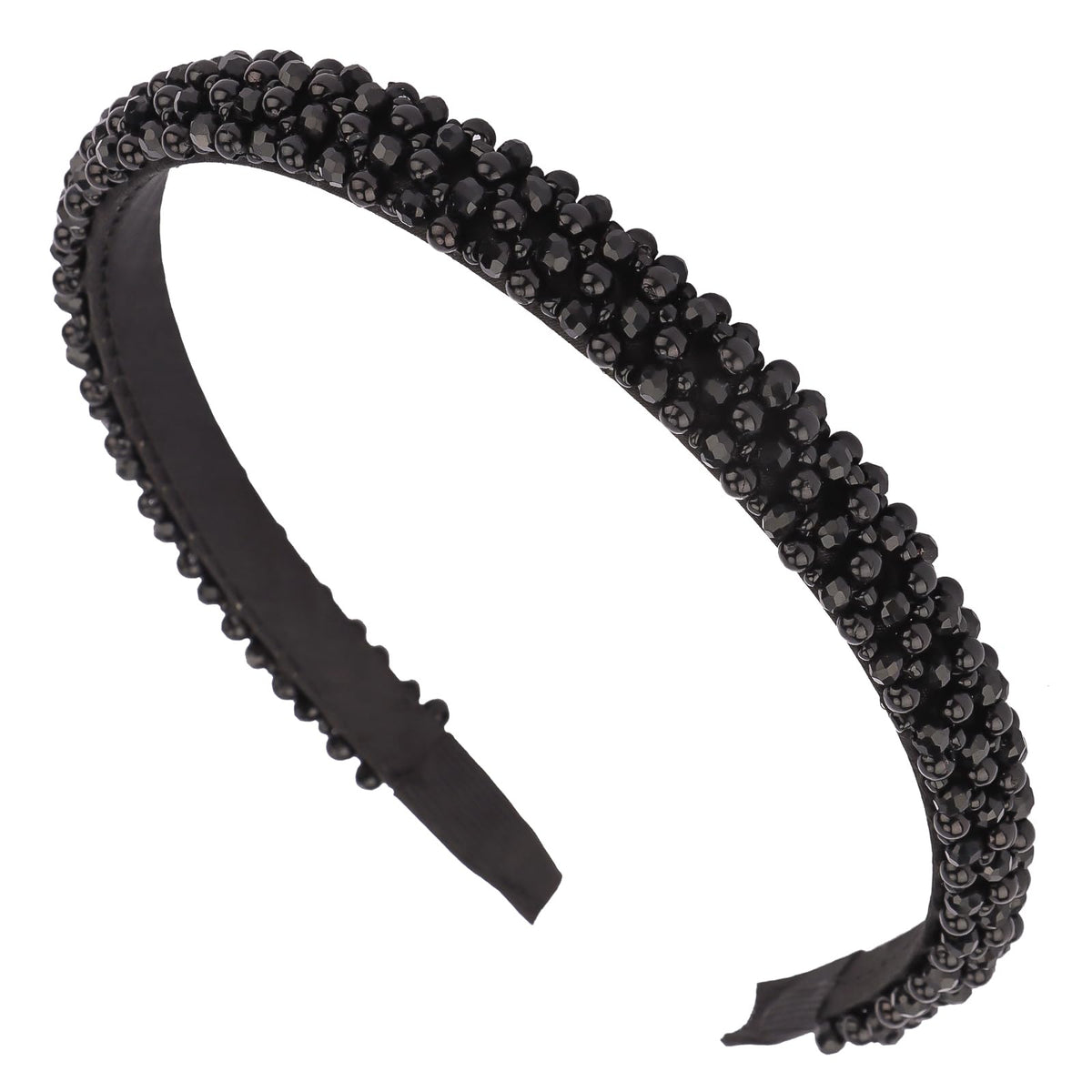 Hapdoo Black Pearl Headbands for Women Girls Cute Puffy Padded Headband with Faux Pearl for Wedding Bride Fashion Wide Thick Beaded Bling Hairbands Hair Hoop Accessories for Birthday