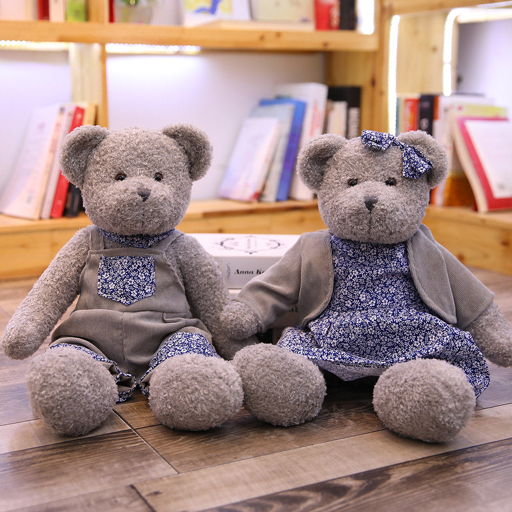 Gray Corduroy Couple Bear Home Decor and Gift Item
