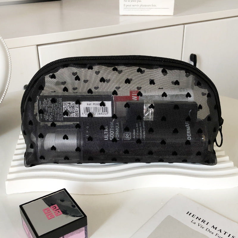 New Ins Heart Velvet Makeup Bag for Girls (Large Capacity)