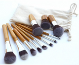 11-Piece Wooden Color Makeup Brush Set