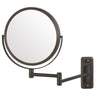 JERDON Two-Sided Wall-Mounted Makeup Mirror - Makeup Mirror with 5X Magnification & Wall-Mount Arm - 8-Inch Diameter Mirror with Bronze Finish Wall Mount - Model JP7506BZ