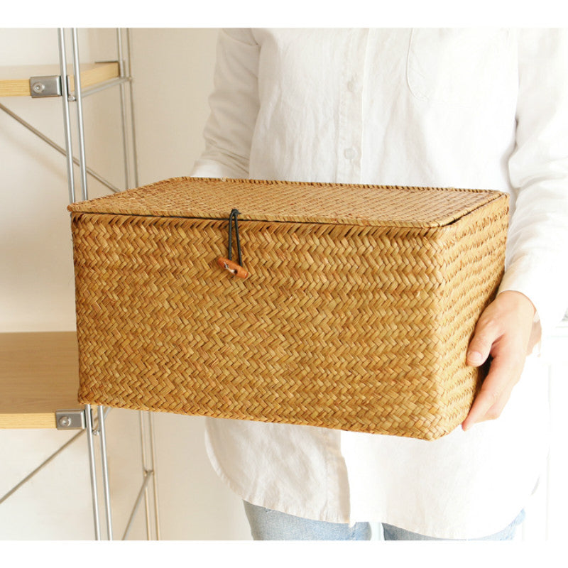 Handmade Seagrass Woven Storage Box with Lid
