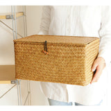 Handmade Seagrass Woven Storage Box with Lid
