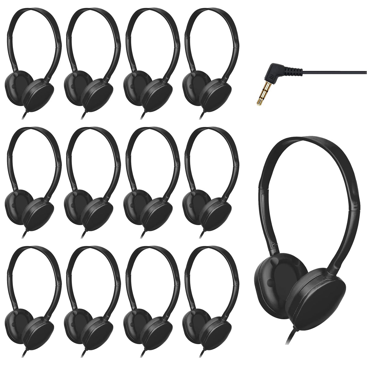 ZHENWAY Kids Headphones Bulk 12 Pack for Classroom School Durable Wholesale Wired Headphones for Kids Student Boys Girls Adults (002 Headphones)