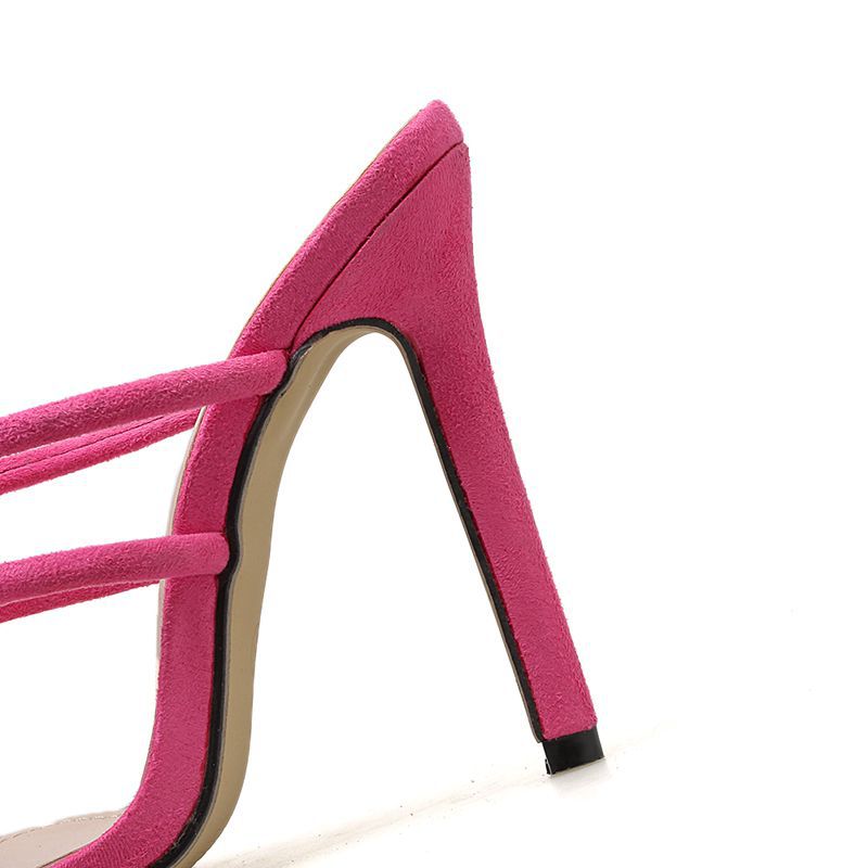 Summer Pointed High Heel Slippers with Thin Straps