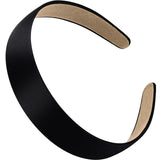 WantGor Satin Headbands for Women 1.2 Inch Wide Solid Hair Bands Plain Hairband Holiday Head Band Hair Accessories for Crafts DIY (Black)