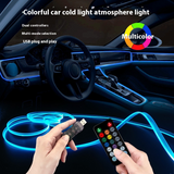 Car Colorful Optical Fiber Ambient Light with Voice Control and Remote