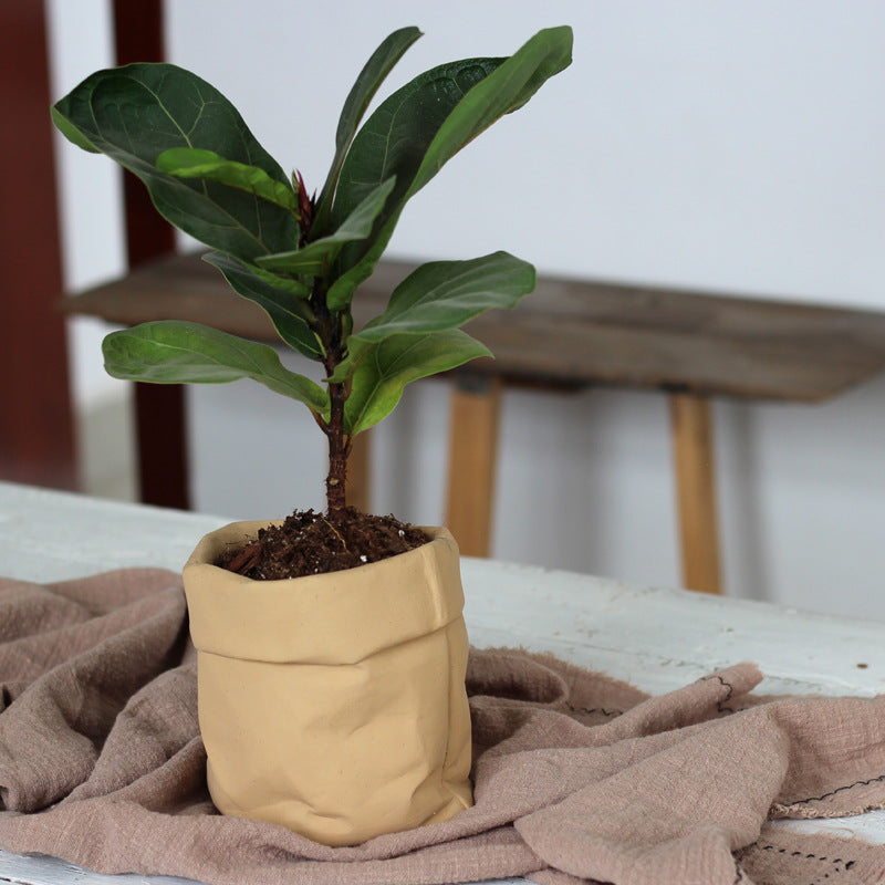 Cement Fabric Bag Planter in Modern Nordic Style