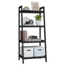 SMIBUY Ladder Shelf 4 Tier Bamboo Bookshelf Bathroom Storage Organizer Plant Display Stand Freestanding Open Shelving Unit with Handles for Home Office (Black)