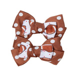Football Hair Bow Clips Soccer Bow Hair Clip Sports Hair Bows for Baby Girls Infant Toddler Bowknot Polka Dot Hair Bow ZFJ46 (Rugby)