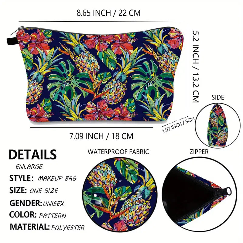 Elegant Pineapple Pattern Waterproof Makeup Bag Organizer