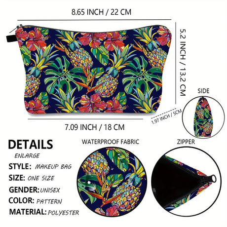Elegant Pineapple Pattern Waterproof Makeup Bag Organizer