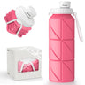 Popdigito Collapsible Water Bottle Foldable Silicone Travel Water Bottle Leakproof Flexible BPA Free PortableFolding Water Bottle Lightweight for Camping HikingSports Water Bottles Travel 23oz