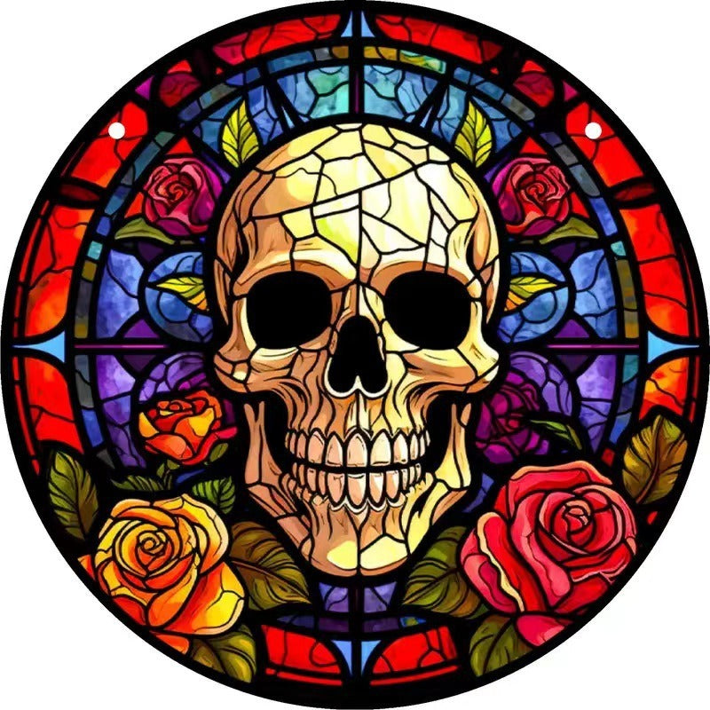 Gorgeous Round Acrylic Skull Rose Home Party Decor