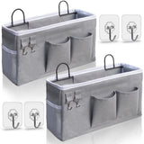 Kanrichu 2pcs Hanging Baskets for OrganizingFabric Wall storage BasketWall Organizer for ClosetKitchen Bedroom Office RV CamperLocker (Gray)