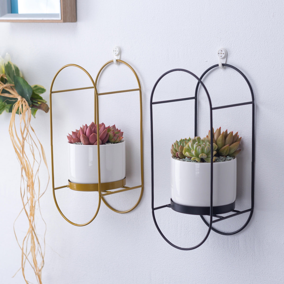 Ceramic Succulent Planter Set with Iron Stand