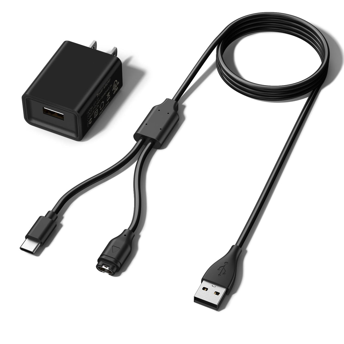 2 in 1 Garmin Watch Charger Cable with USB Wall Charger Plug Compatible with Garmin Fenix 5/5S/5X/6/6S/6X/7/7S/7X Garmin Venu 3/3S/2/2 Plus/2S/Sq 2/Sq Vivoactive 5/4/4S Instinct Forerunner(3.3ft)