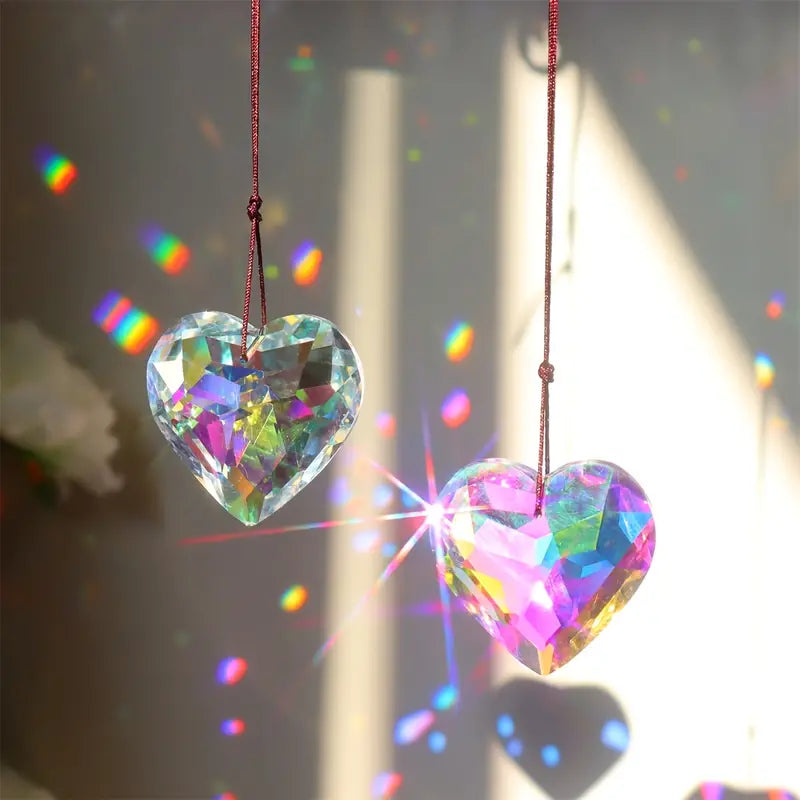 Heart-Shaped Sun Catcher Crystal Pendant for Home Decor