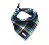 Blue Dog Bandana in Tartan Plaid - Holiday Cozy Flannel Plaid Pet Bandana. Cute Dog Accessory for Fall and Winter for Large Medium and Small Dogs.