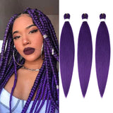 Umylar Pre stretched Braiding Hair 16  Braiding Hair Extensions Hot Water Setting Synthetic Hair Pre Stretched Crochet Braids Hair Yaki Texture(3 PacksPurple#）