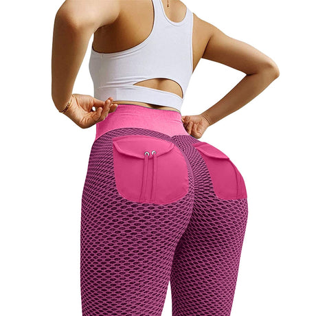 Honeycomb Yoga Pants with Butt Pocket and High Waist