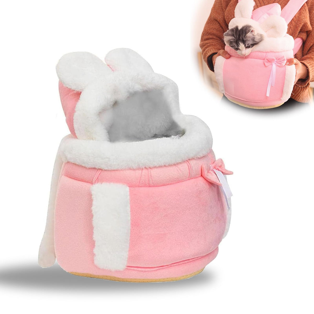 Pet Carrier Bag Cat Bag Carrier Double Pocket Cat Front Pack Carry Bag for Pets Warm Pet Carrier Bag Travel Backpacks for Dogs and Cats Backpack (Pink Medium)