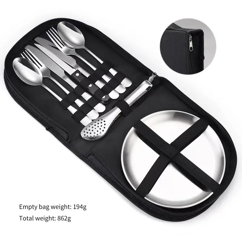 Camping Silverware Set - Portable Stainless Steel Utensils
