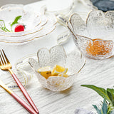 Japanese Hammered Petal Glass Bowl Plate Set