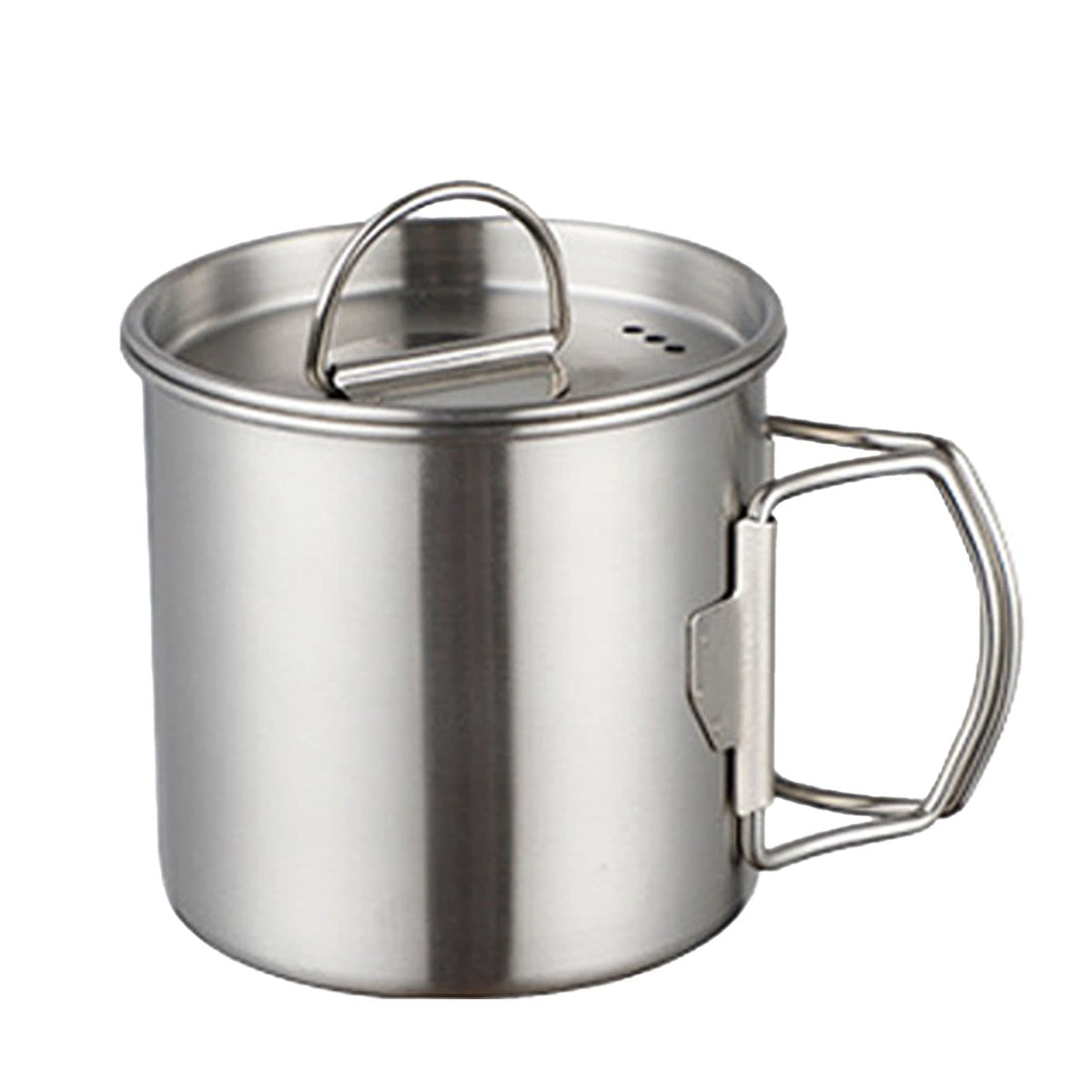 Tomotato Camping Cup with Lid Stainless Steel Water Cup Mug with Foldable Handles and Lid Portable Backpacking Mugs for Outdoor Camping Hiking(350ml)