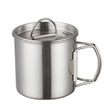 Tomotato Camping Cup with Lid Stainless Steel Water Cup Mug with Foldable Handles and Lid Portable Backpacking Mugs for Outdoor Camping Hiking(350ml)