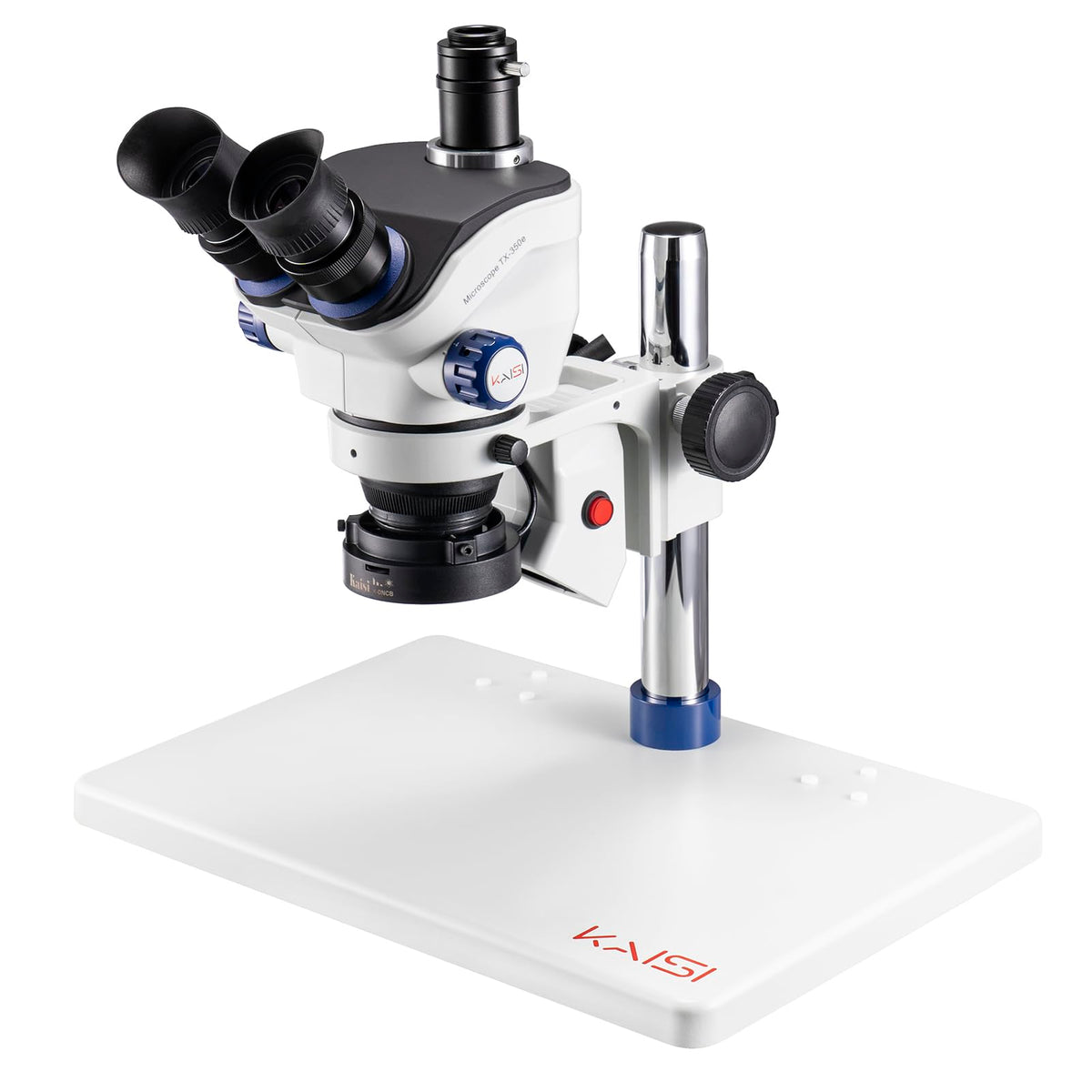 Kaisi TX-350E Professional Soldering MicroscopeTrinocular Stereo Microscope 7X-50X Magnification and WF10x23 Wide Field EyepiecesLab Stereo Zoom Microscopes for Electronics Repair