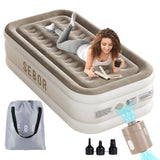 Sebor Air Mattress Twin with Built in Pump 18" Ultimate Comfort Blow up Mattress Twin with Rechargeable Pump Colchon Inflatable Mattress for Home Guest Camping & Office Air Bed 650lbs Max
