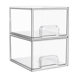 Vtopmart 2 Stück Schubladen Organizer Transparent Badezimmer Organizer mit 16 rutschfeste Matte Schminktisch Organizer für Badezimmer Schminktisch Unter Waschbecken