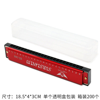 Wooden Painted Harmonica for Kids - 16 Holes Educational Toy