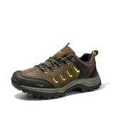 NORTIV 8 Mens Waterproof Hiking Shoes Leather Low-Top Hiking Shoes for Outdoor Trailing Trekking Camping WalkingSize 13Black/Brown/YellowQUEST-1-W