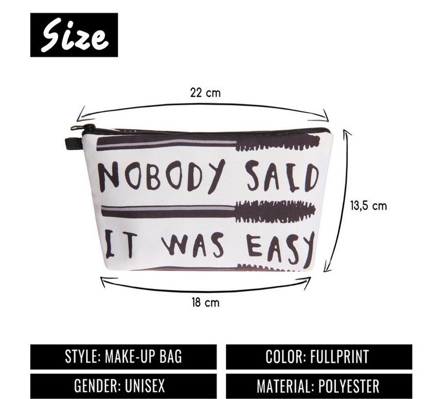 Eyelash Brush & Letter Print Makeup Bag Organizer
