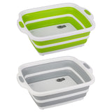 2 Pack Collapsible Cutting Board Foldable Dish Tub with Draining Hole Portable Chopping Board with Colander 3 in 1 Multifunction Camping Sink for Washing Dish Bowl Vegetables and Fruit
